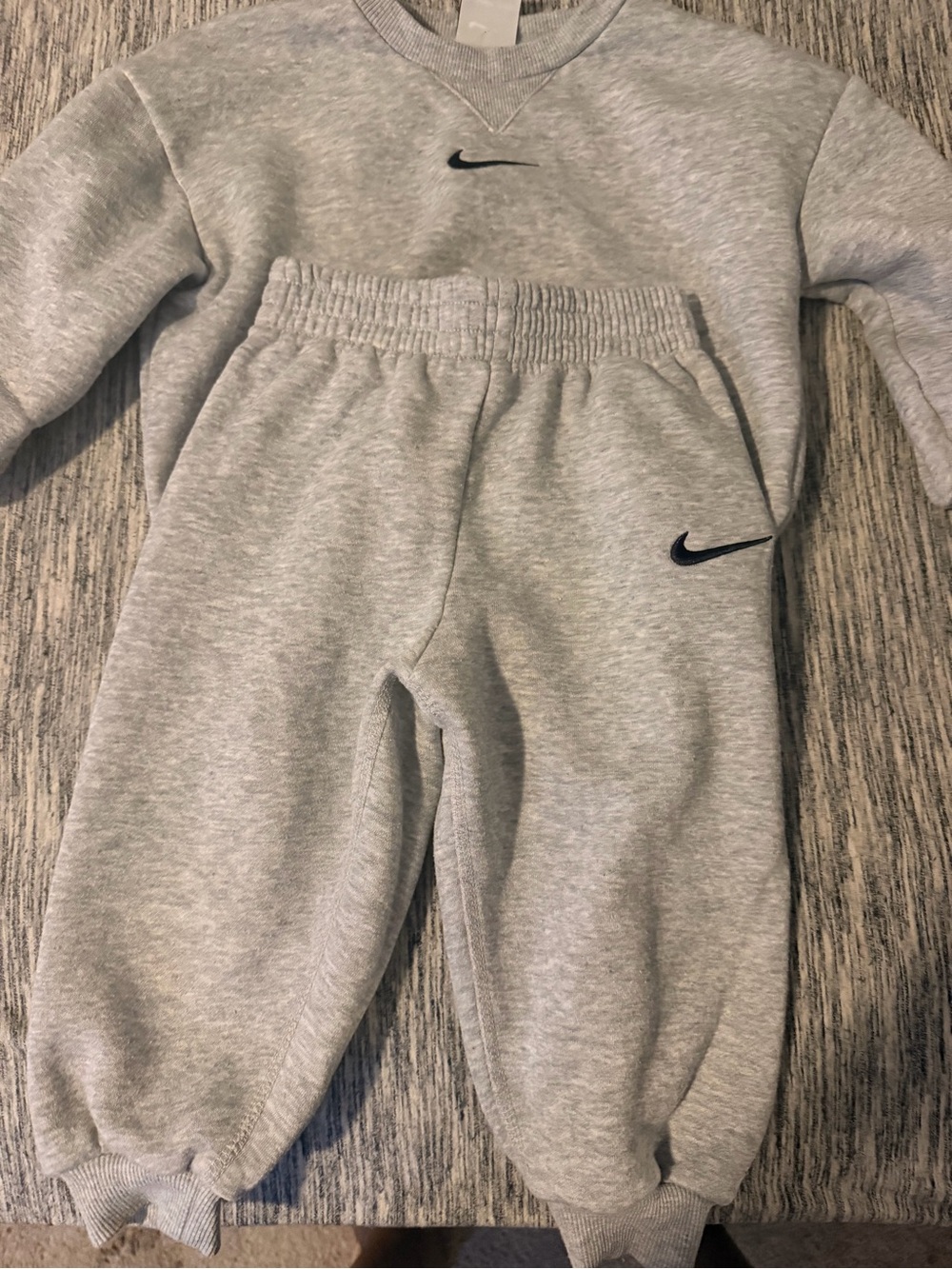 Nike Kids Light Gray Sweatpants with Black Swoosh